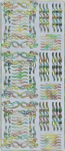 Sticker Bordüren + Ecken 1888 - silber/multicolor br 1 Bogen 23x10 cm
