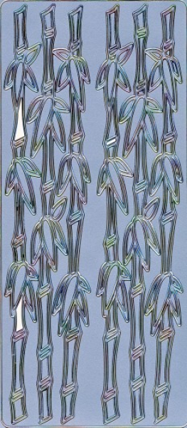 Sticker Bordüren Bambus - silber/multicolor   1 Bogen 23x10 cm
