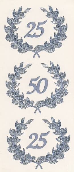 Sticker Jubiläum 25 u. 50 - silber -1 Bogen 23x10 cm