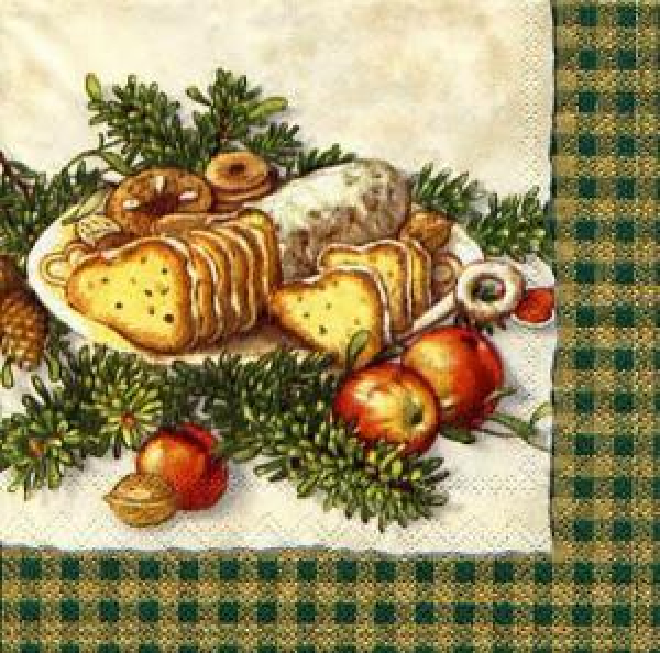 Servietten Christmas bakery green gold