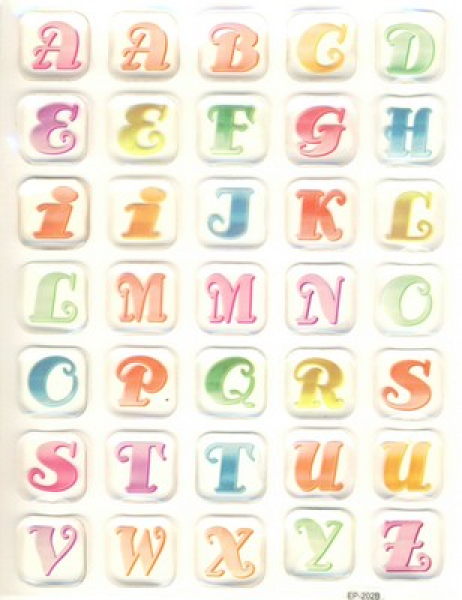 3-D Sticker Buchstaben   1 Bogen 11,8x15,2 cm