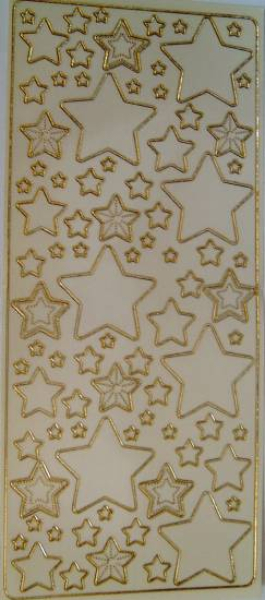 Sticker Sterne - transparent/ gold   1 Bogen 23x10 cm
