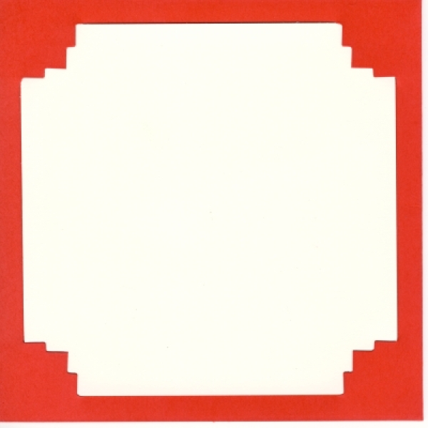 Quadratische Einsteck Karten - Zackenrand    13 Rot - 3 Karten mit Umschlag