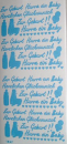 Sticker Zur Geburt - hellblau/klar <br> 1 Bogen 10x23 cm