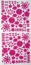 Sticker Blumen - rosa/klar <br> 1 Bogen 10x23 cm
