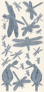 Sticker Libellen - silber <br> 1 Bogen 10x23 cm