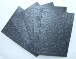 10 Metallic-Perlmutt-Doppelkarten A6 mit Prägemotiv *Floral Fantasy* - graublau