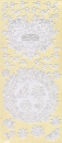 Sticker Blumen - Kranz und Herz - weiß <br> 1 Bogen 23x10 cm