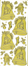 Sticker Glocke & Weihnachtsmann - gold 1 Bogen 23x10 cm
